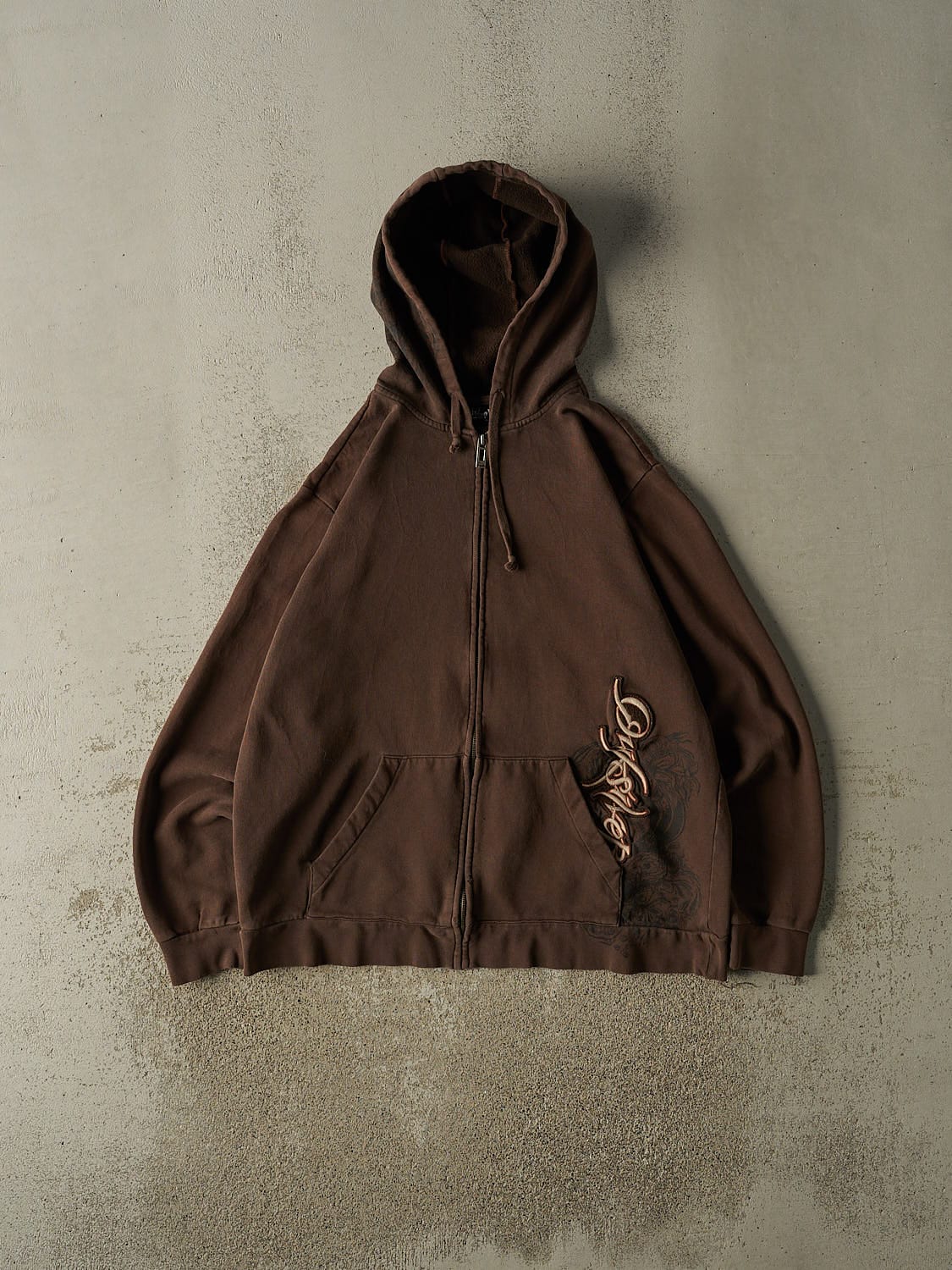 Vintage Y2K Brown Quiksilver Zip Up Hoodie (L/XL)