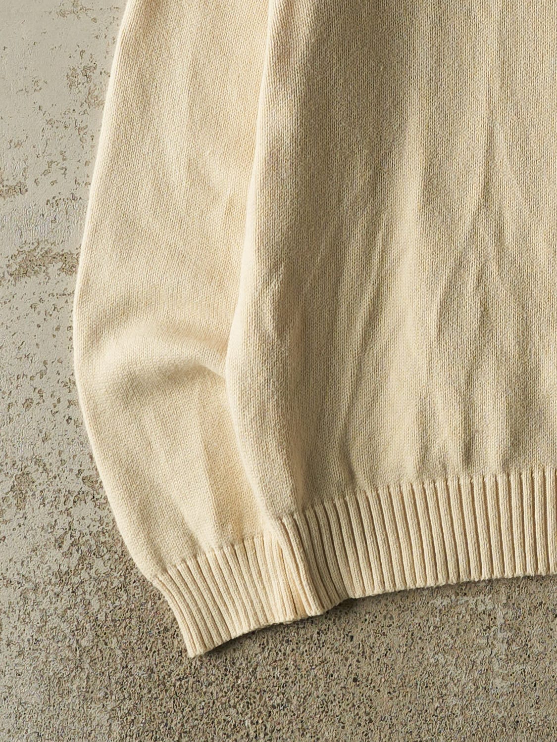 Vintage Y2K Beige Polo Quarter Zip Knit (L/XL)