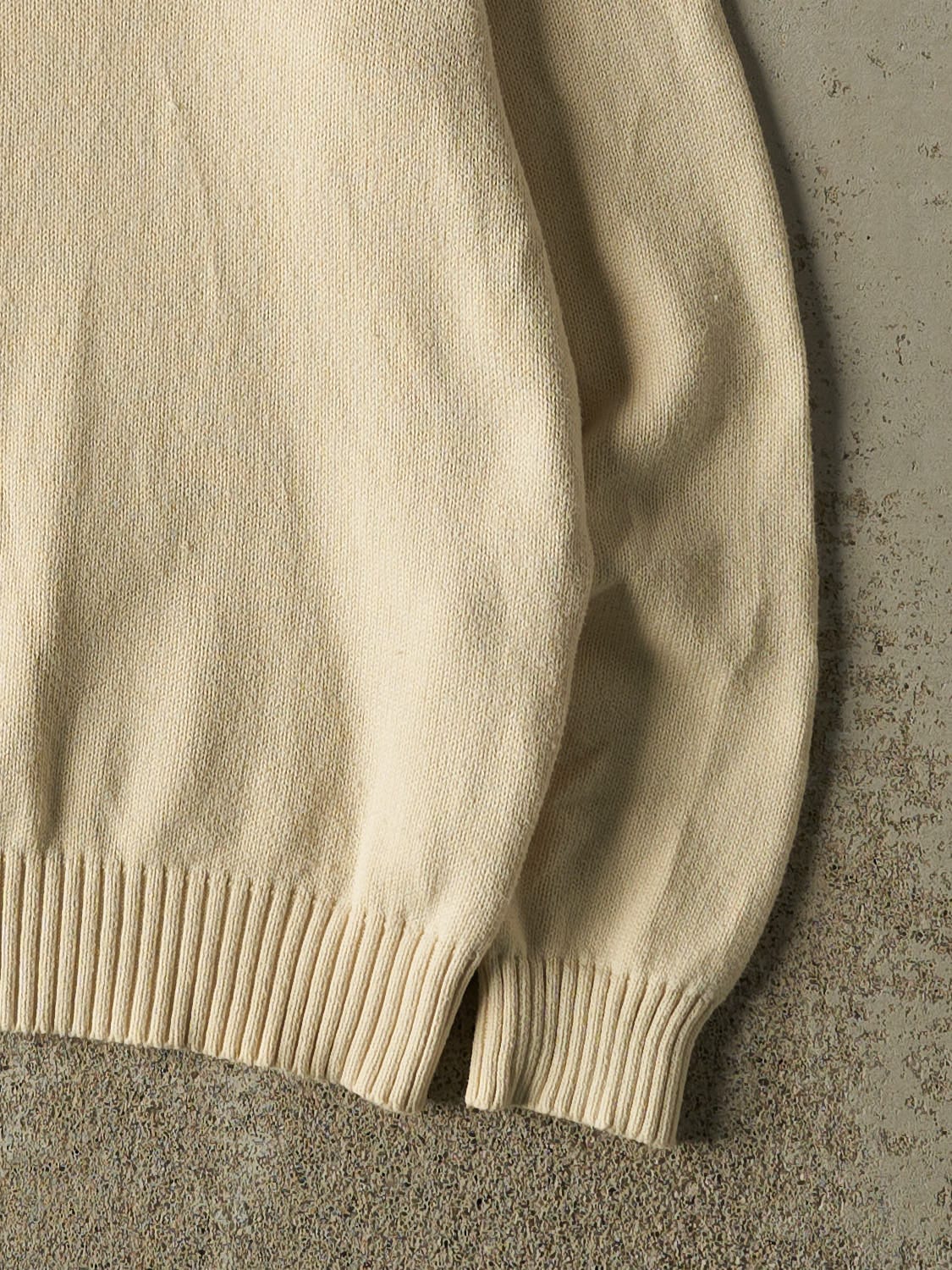 Vintage Y2K Beige Polo Quarter Zip Knit (L/XL)