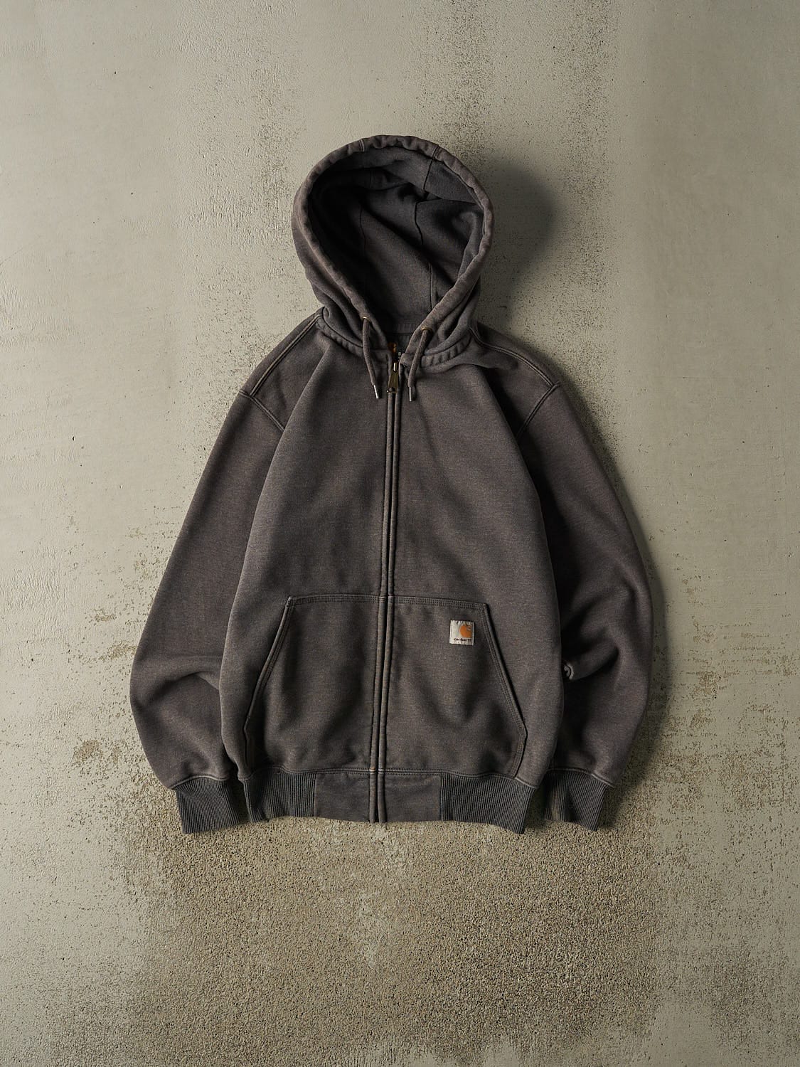 Vintage Y2K Charcoal Grey Carhartt Zip Up Hoodie (M)