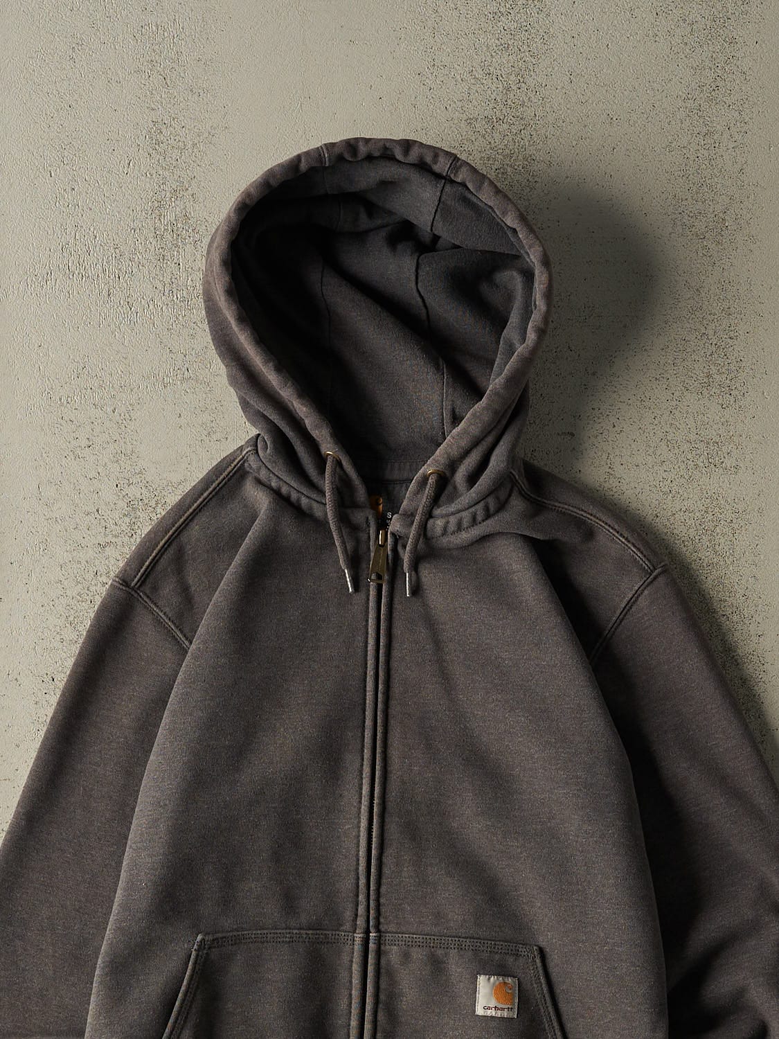 Vintage Y2K Charcoal Grey Carhartt Zip Up Hoodie (M)