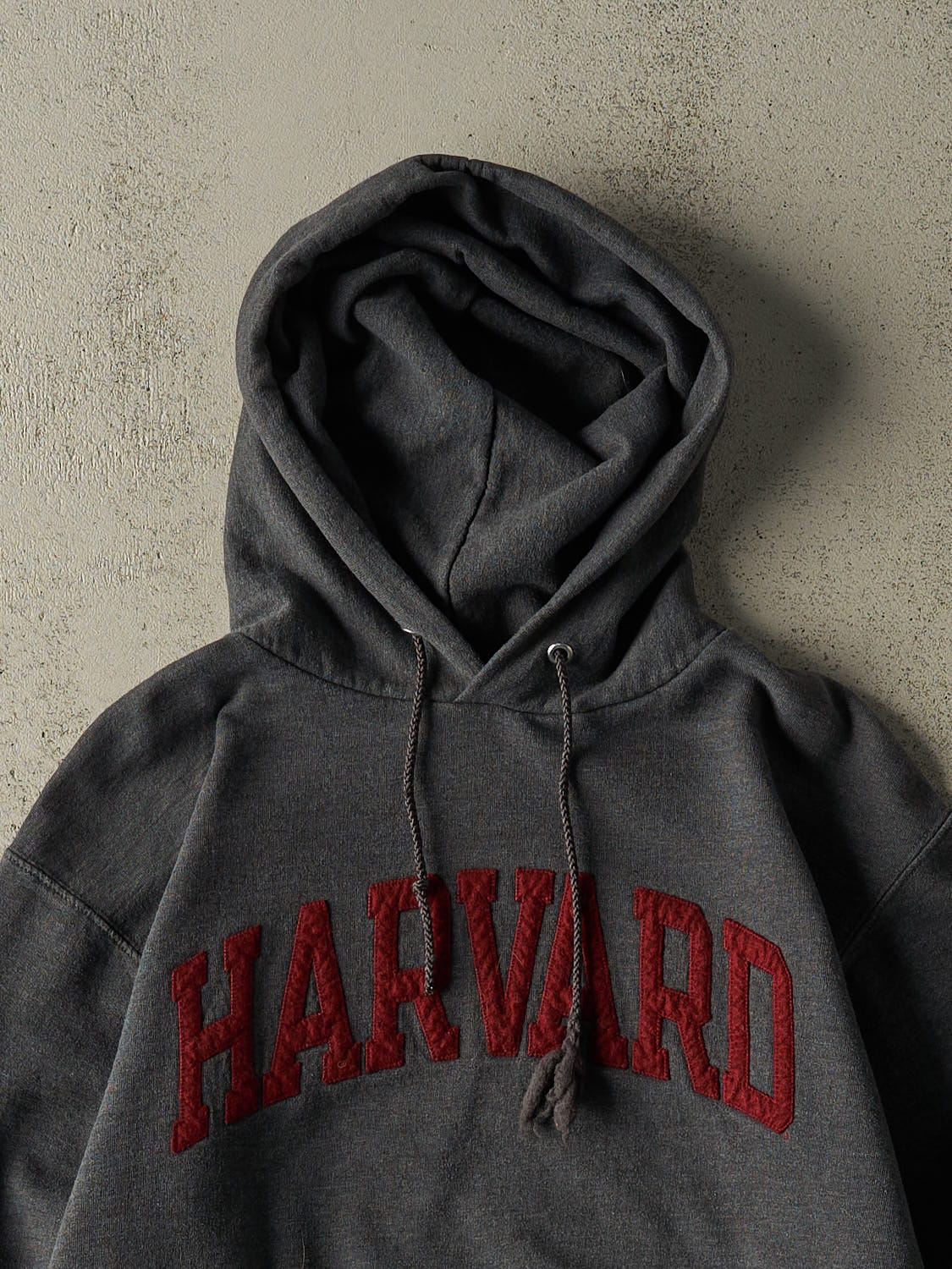 Vintage 90s Charcoal Grey Champion Harvard Embroidered Hoodie (S/M)