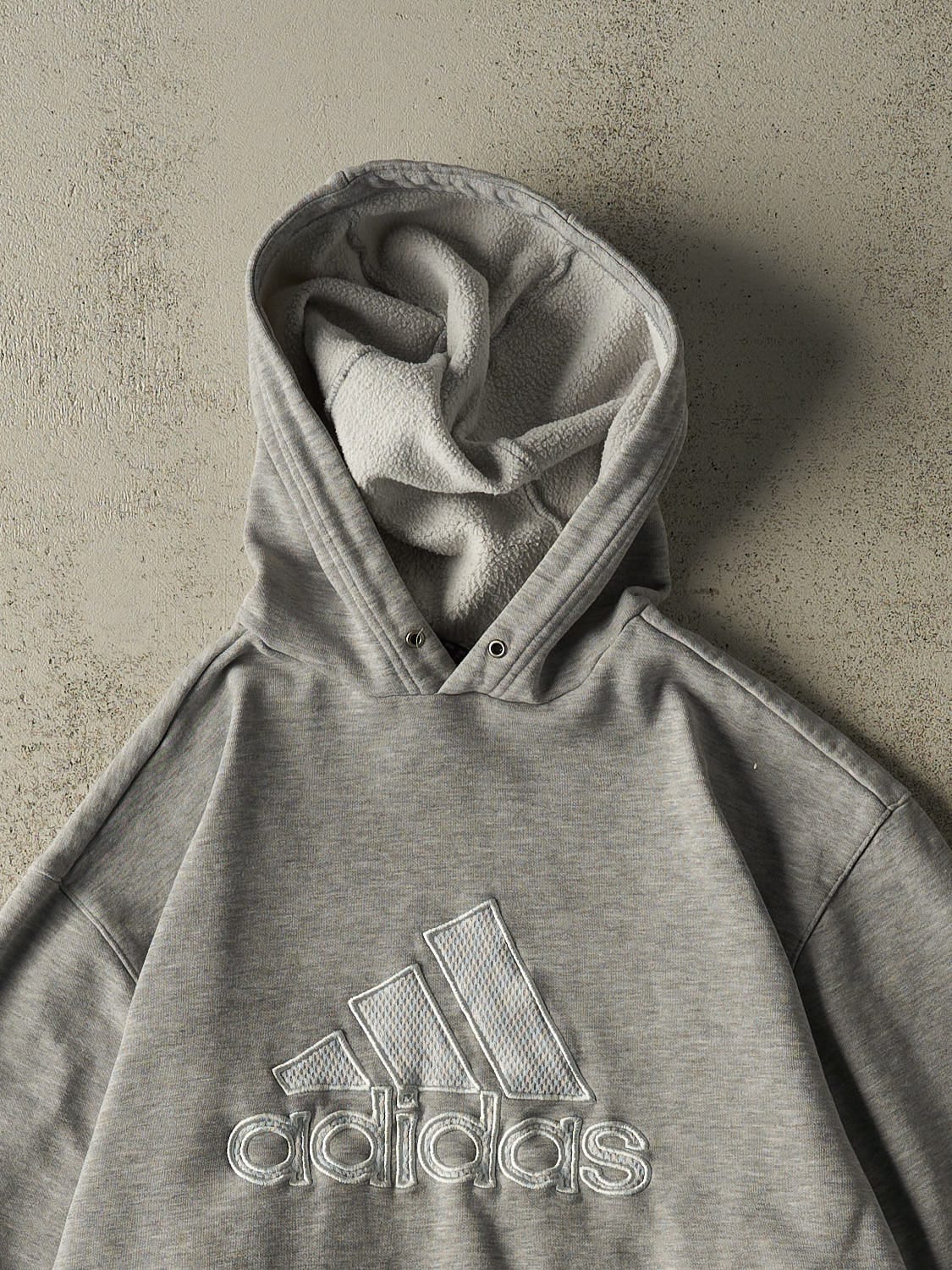 Vintage 90s Grey Adidas Embroidered Hoodie (XL)