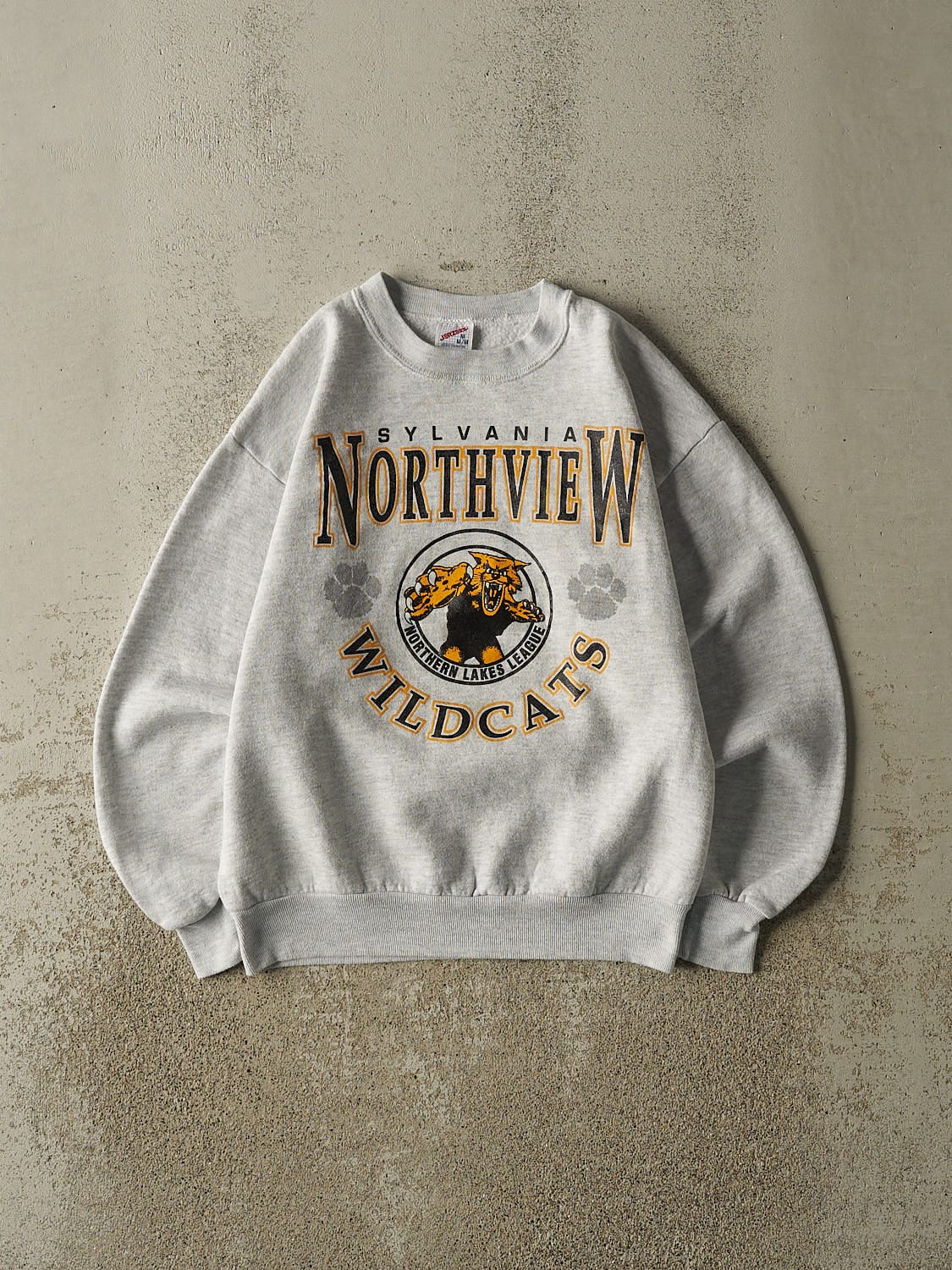 Vintage 80s Heather Grey Northview Wildcats Crewneck (XS/S)