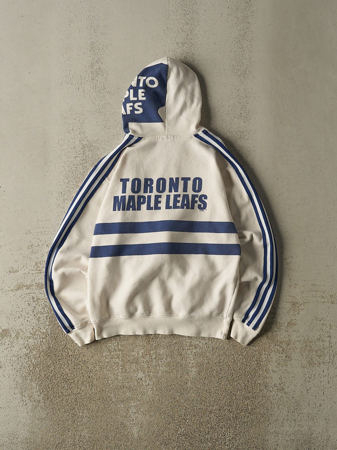 Vintage 90s White & Blue Toronto Maple Leafs Embroidered Zip Up Hoodie (XS)
