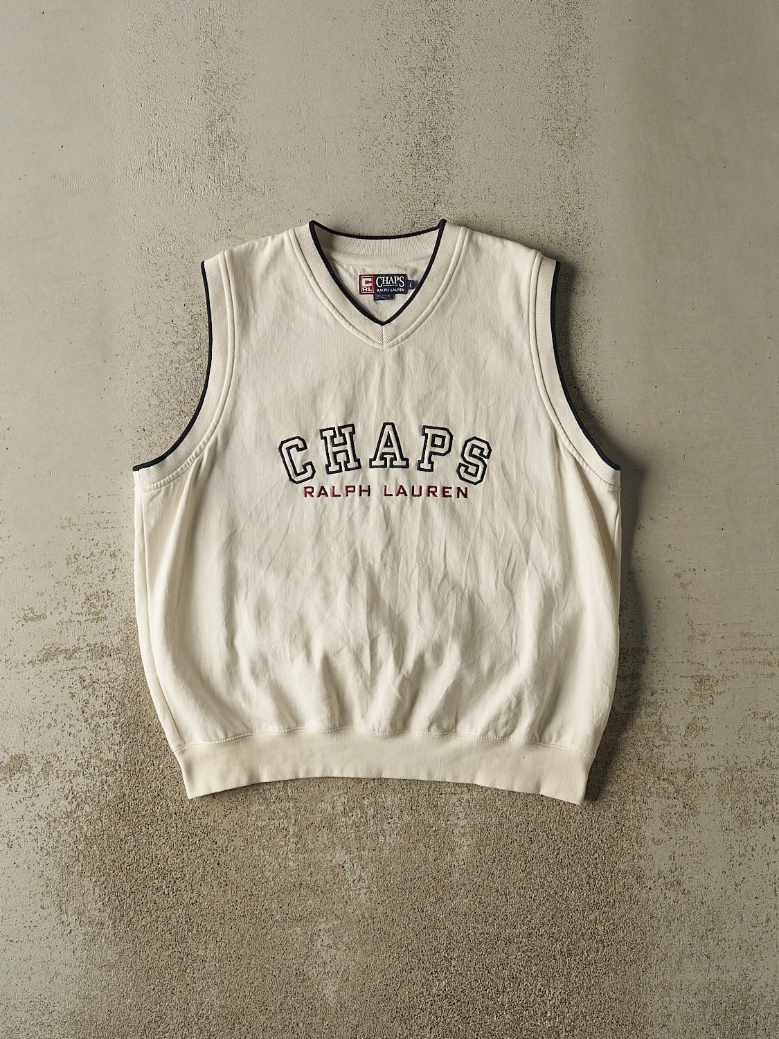 Vintage Y2K White Chaps Embroidered Sweater Vest (L)
