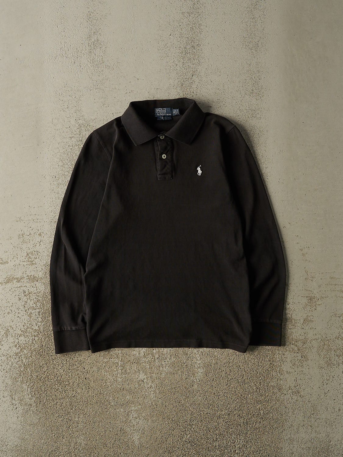 Vintage 90s Black Polo Quarter Button Long Sleeve (XS/S)