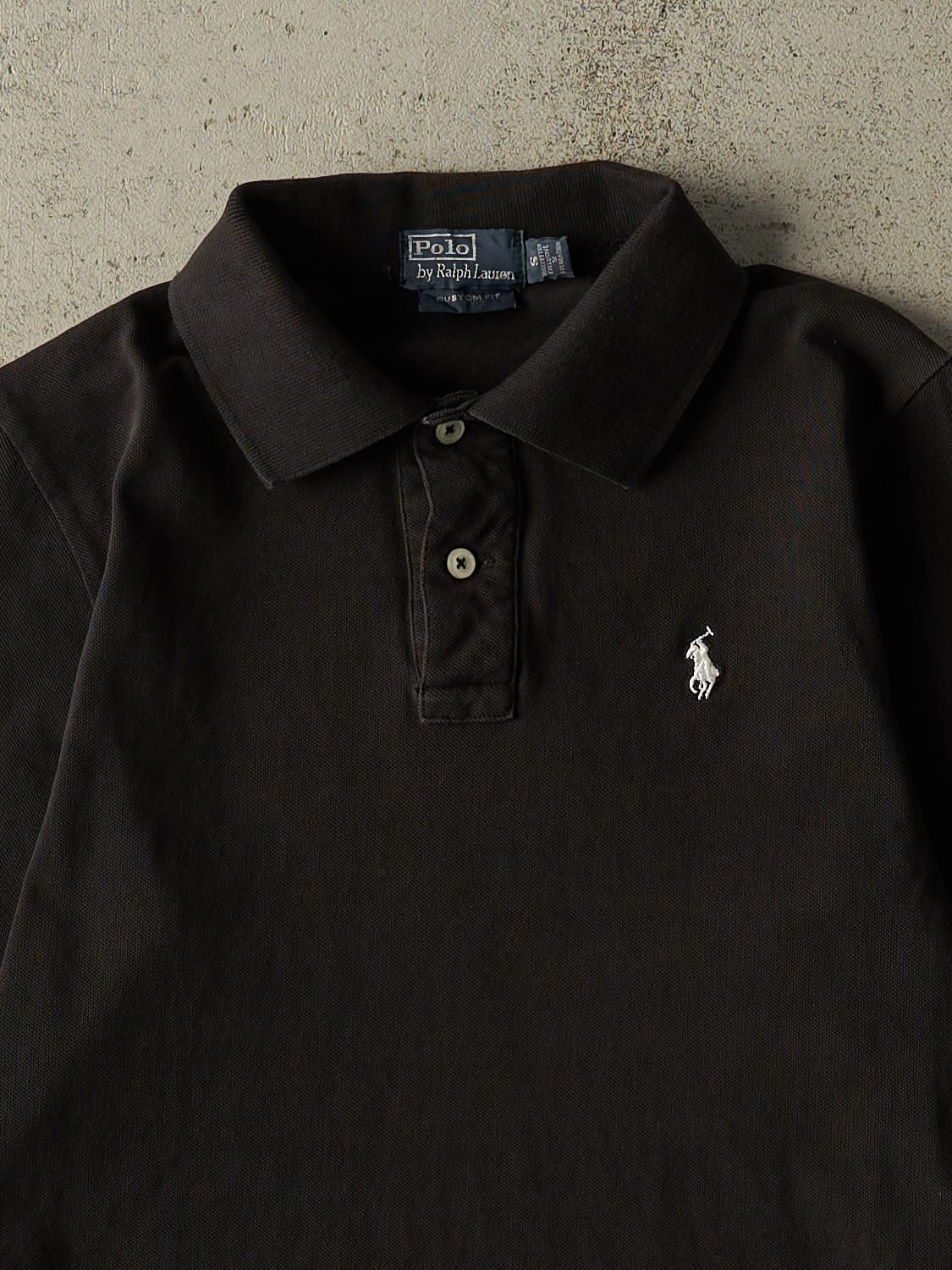 Vintage 90s Black Polo Quarter Button Long Sleeve (XS/S)