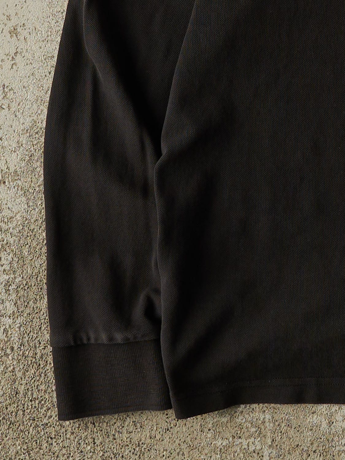 Vintage 90s Black Polo Quarter Button Long Sleeve (XS/S)