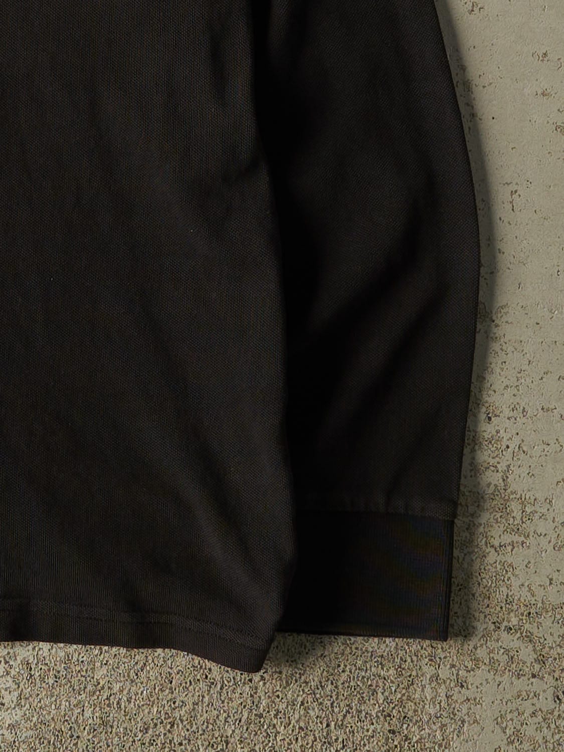 Vintage 90s Black Polo Quarter Button Long Sleeve (XS/S)