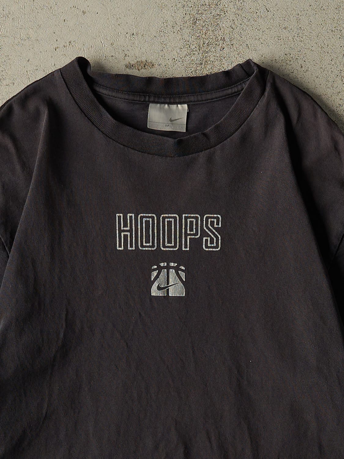Vintage Y2K Faded Black Nike Hoops Tee (S/M)