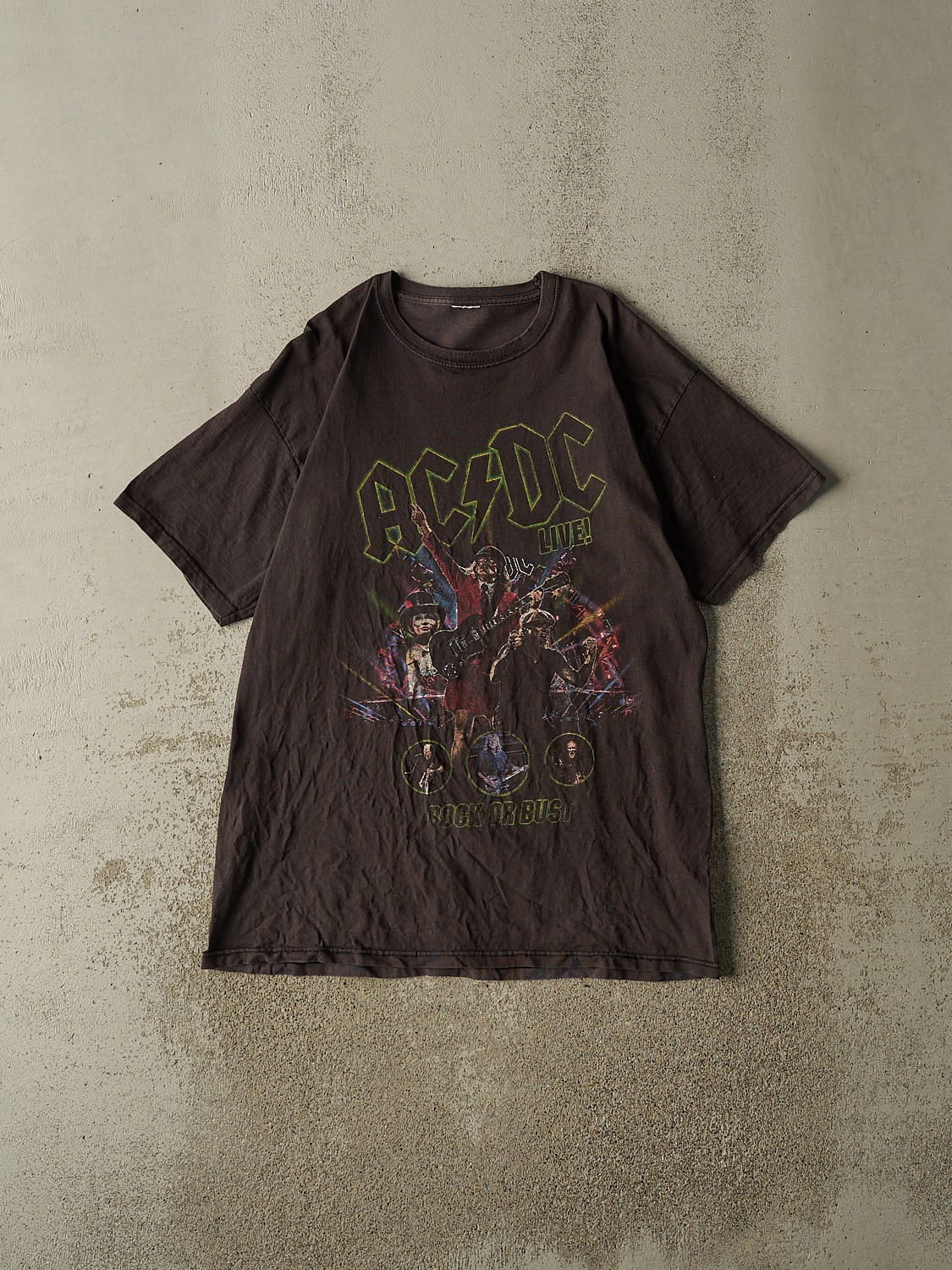 Vintage 15' Faded Black AC/DC "Rock or Bust" Tour Tee (L/XL)