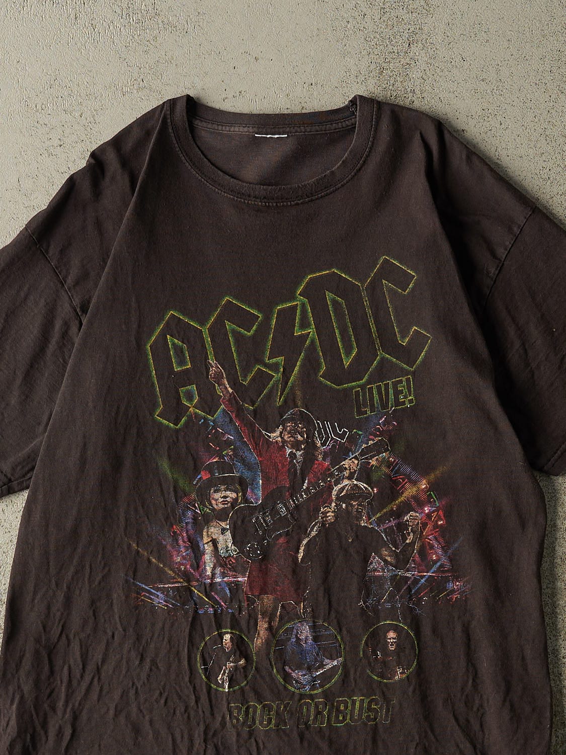 Vintage 15' Faded Black AC/DC "Rock or Bust" Tour Tee (L/XL)