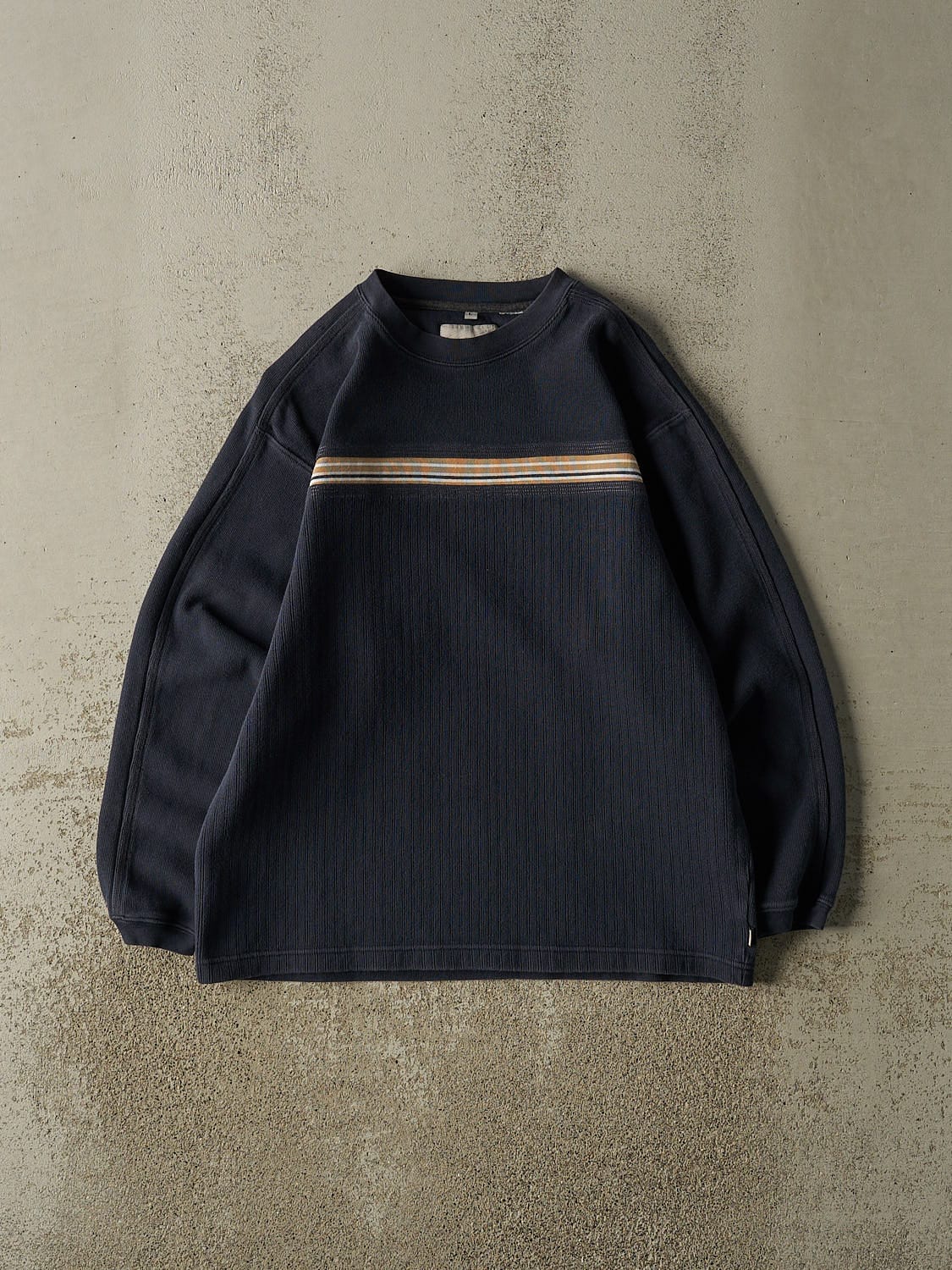 Vintage Y2K Navy Blue Point Zero Striped Long Sleeve (L)