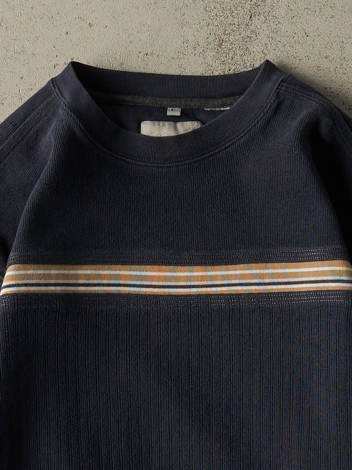 Vintage Y2K Navy Blue Point Zero Striped Long Sleeve (L)