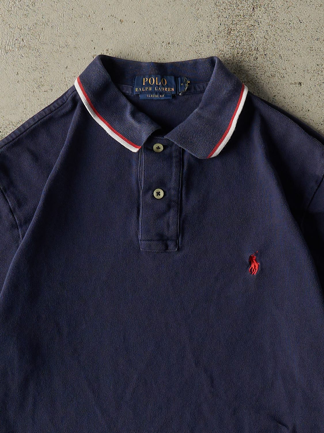 Vintage Y2K Navy Blue Polo Quarter Button Tee (M)