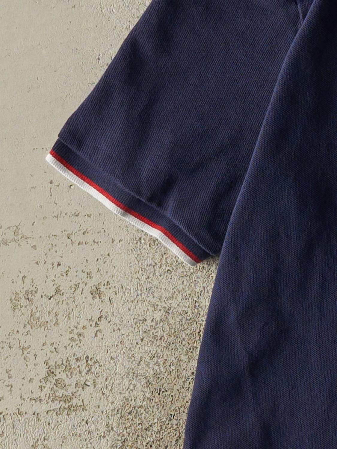 Vintage Y2K Navy Blue Polo Quarter Button Tee (M)