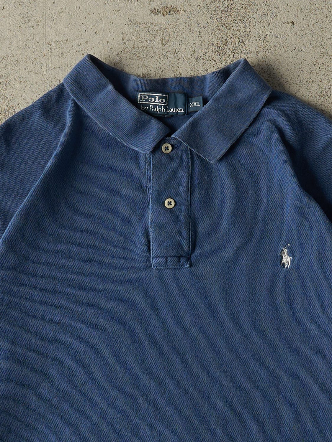 Vintage 90s Blue Polo Quarter Button Tee (XL)