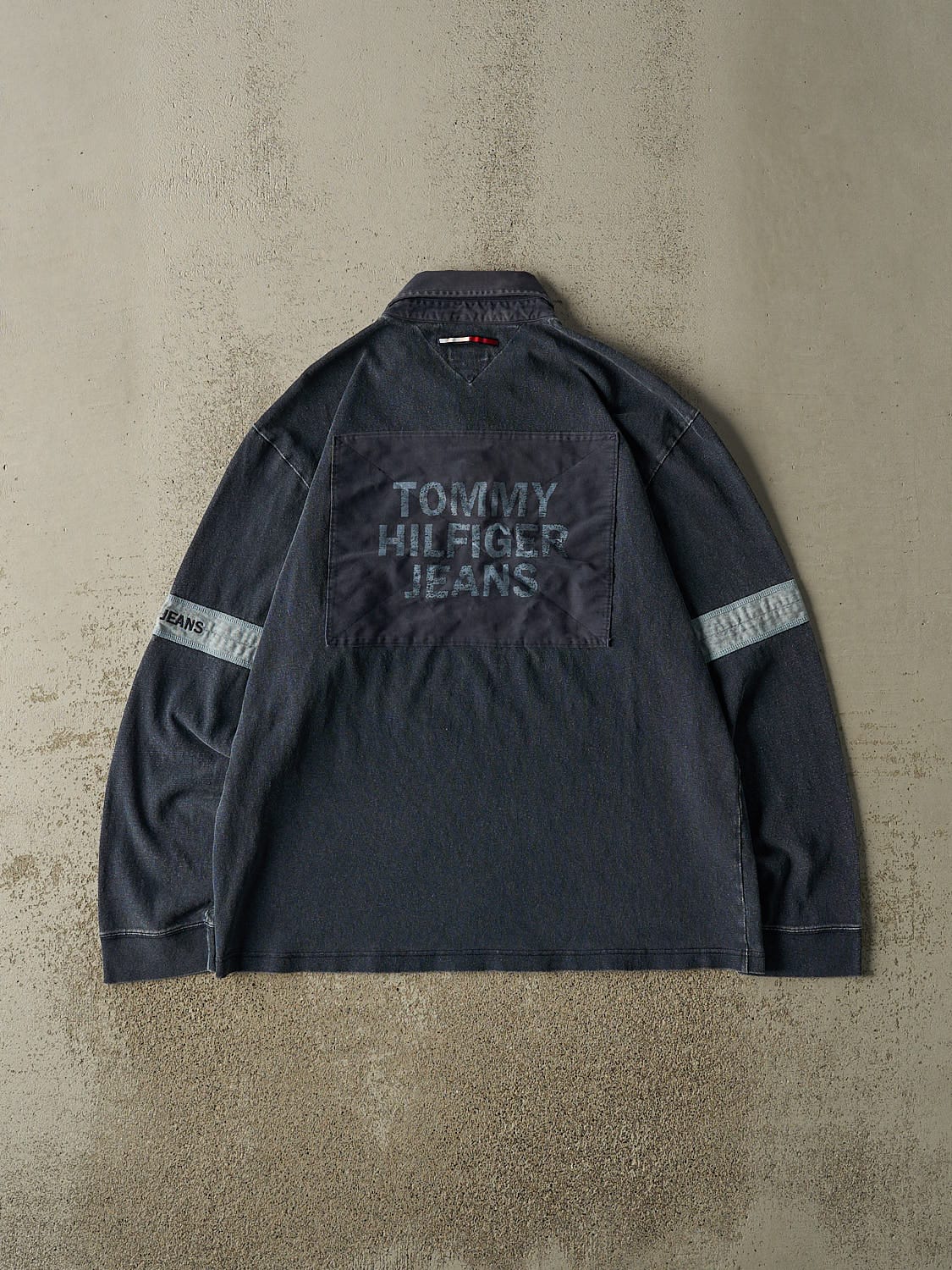 Vintage Y2K Navy Blue Tommy Hilfiger Jeans Quarter Button Long Sleeve (L)