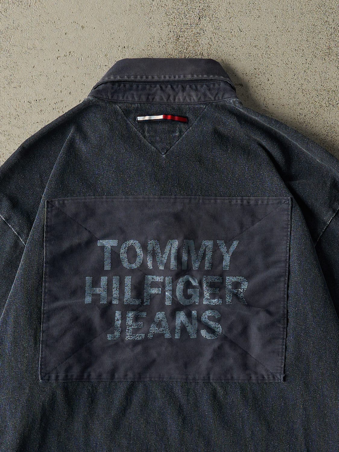 Vintage Y2K Navy Blue Tommy Hilfiger Jeans Quarter Button Long Sleeve (L)