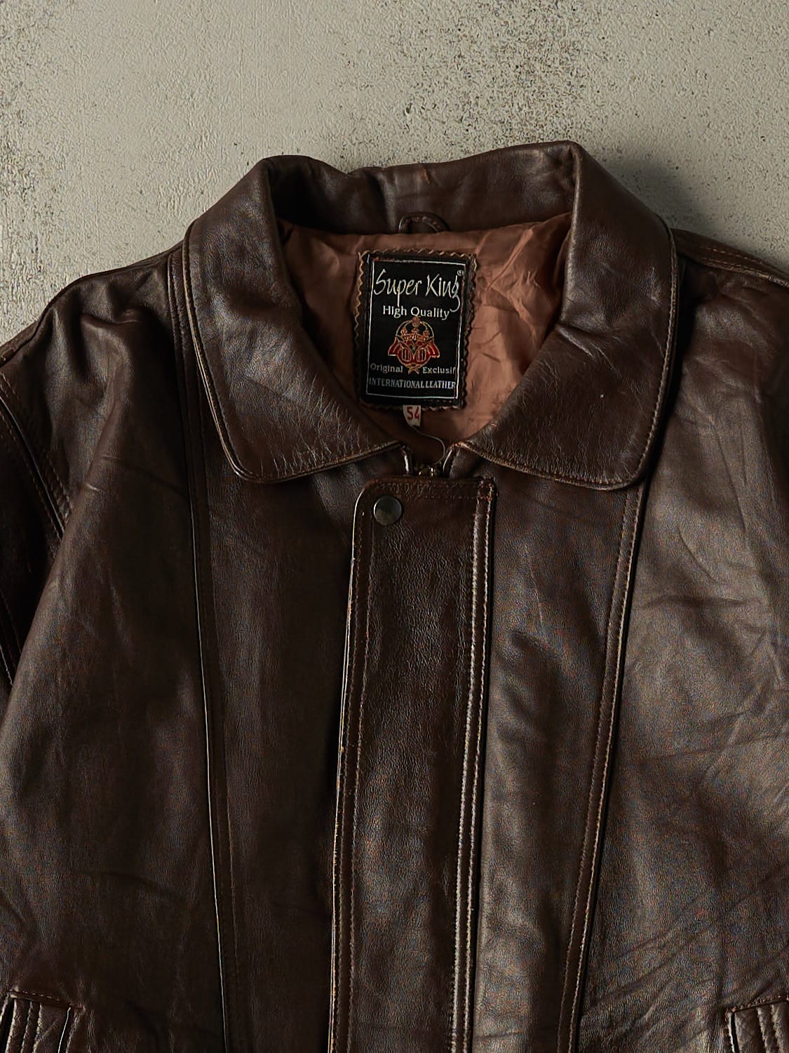Vintage 80s Brown Leather Bomber Jacket (L/XL)