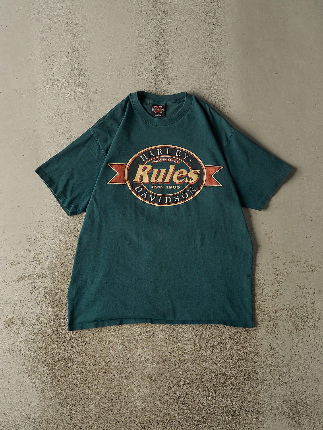 Vintage 90s Green Harley Davidson North Hampton NH Single Stitch Tee (L/XL)