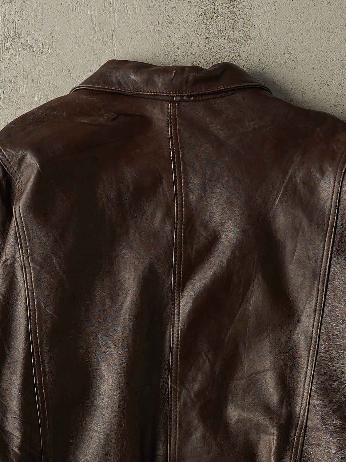 Vintage 80s Brown Leather Bomber Jacket (L/XL)