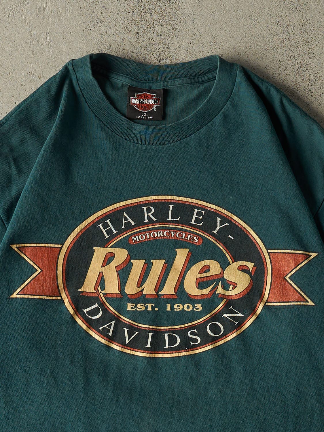 Vintage 90s Green Harley Davidson North Hampton NH Single Stitch Tee (L/XL)