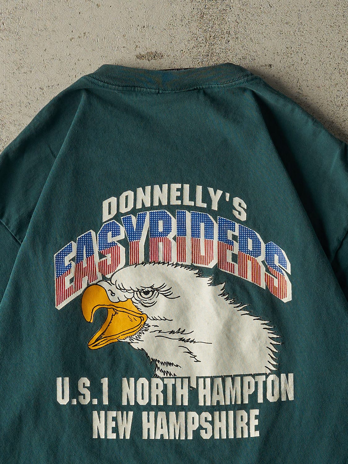 Vintage 90s Green Harley Davidson North Hampton NH Single Stitch Tee (L/XL)