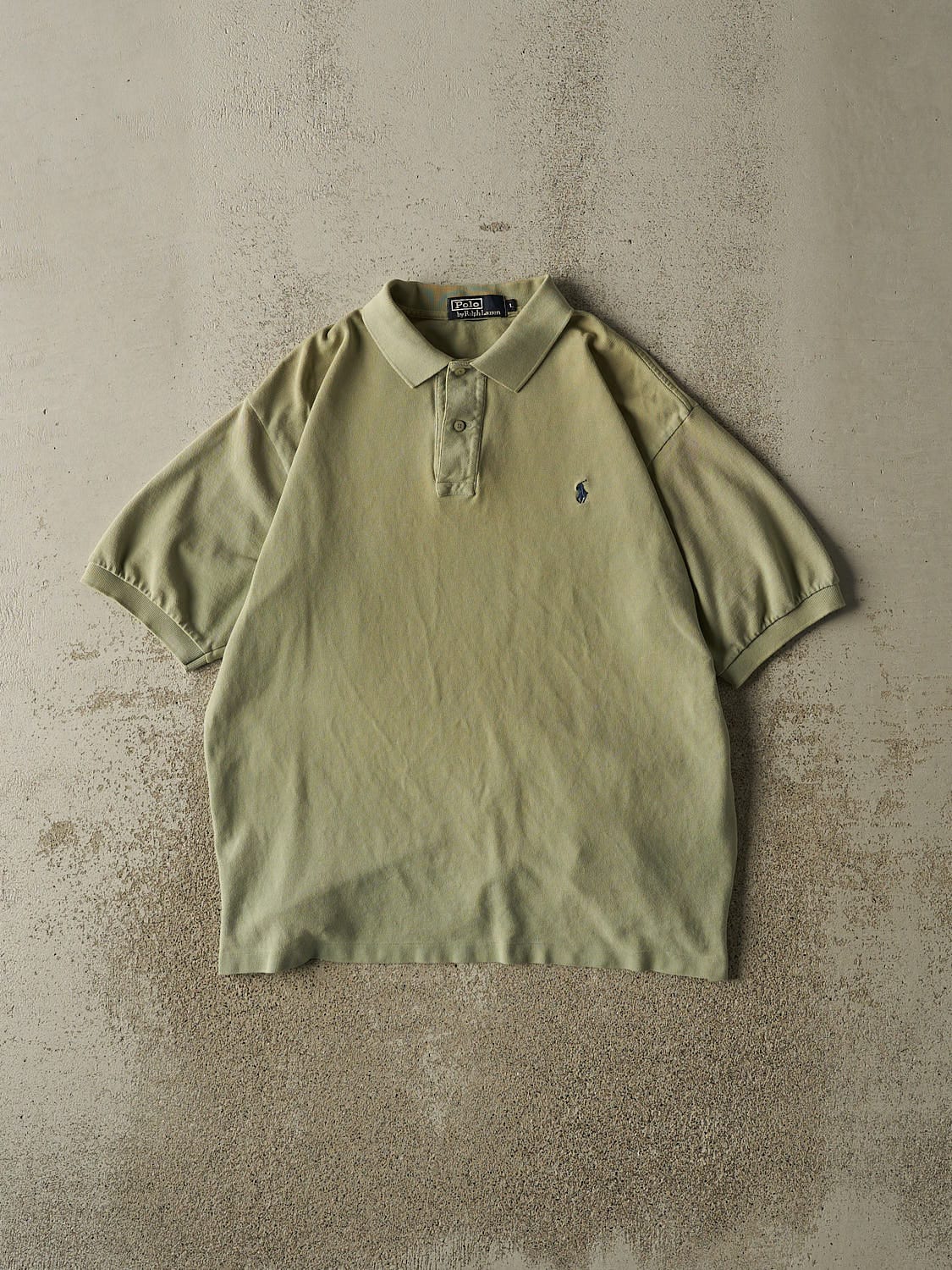 Vintage 90s Pastel Green Polo Quarter Button Tee (L)