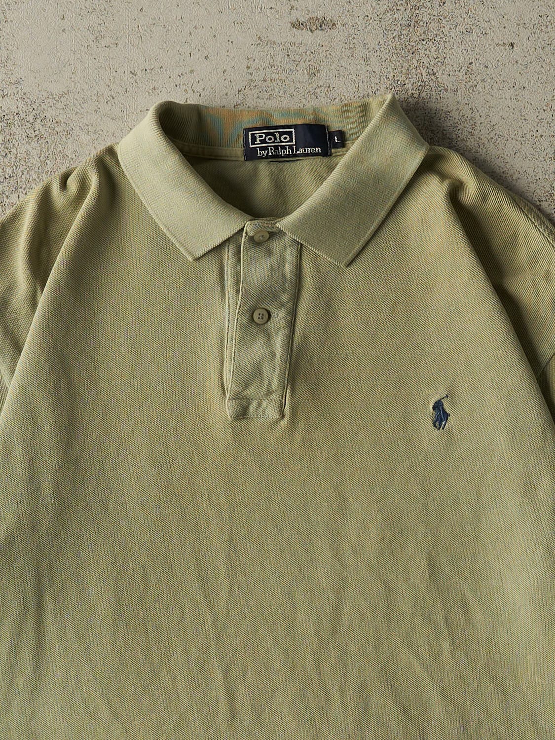 Vintage 90s Pastel Green Polo Quarter Button Tee (L)