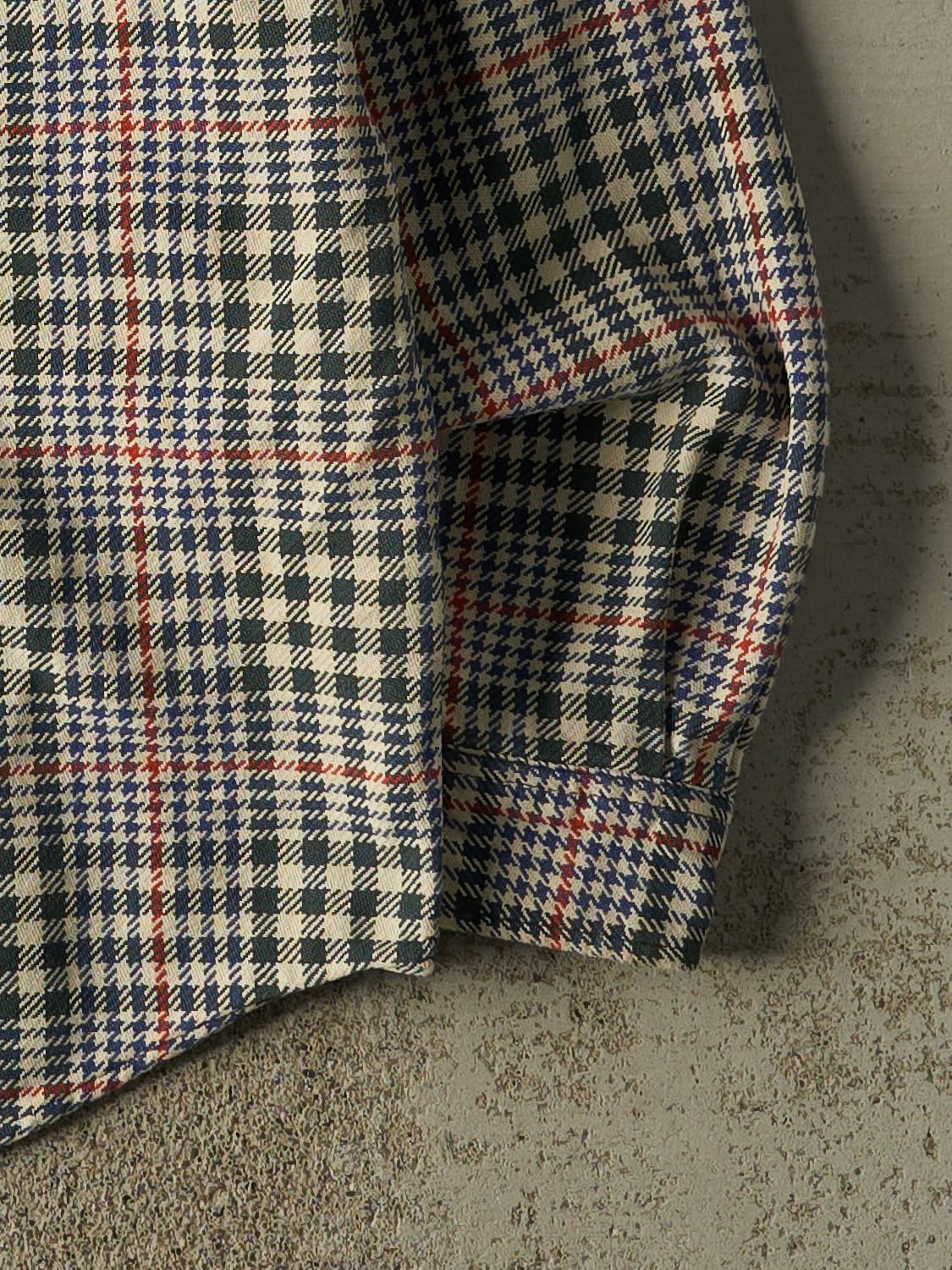 Vintage 90s Beige Eddie Bauer Plaid Button Up Long Sleeve (L/XL)