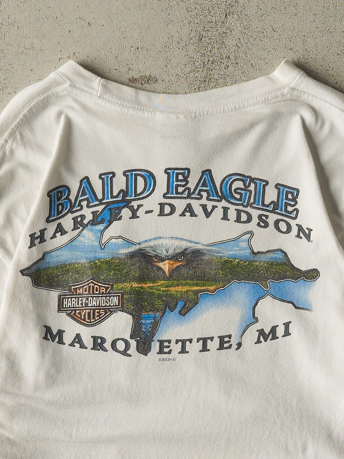 Vintage 13' White Harley Davidson Marquette MI Long Sleeve (M/L)