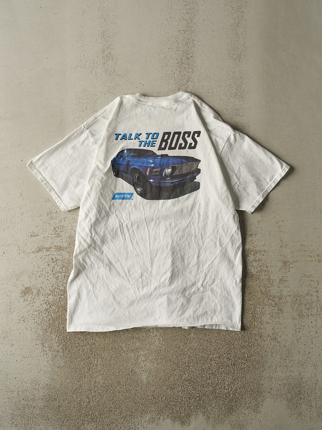 Vintage Y2K White Norton "Talk to the Boss" Tee (XL)