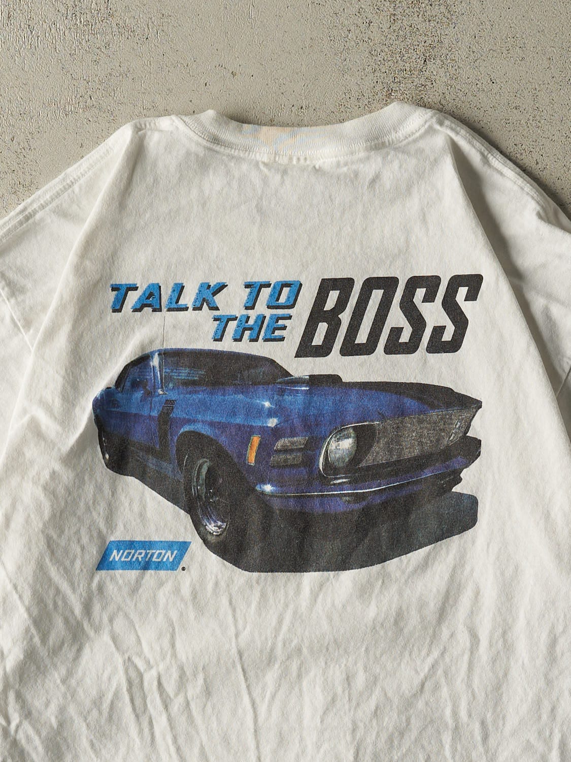 Vintage Y2K White Norton "Talk to the Boss" Tee (XL)