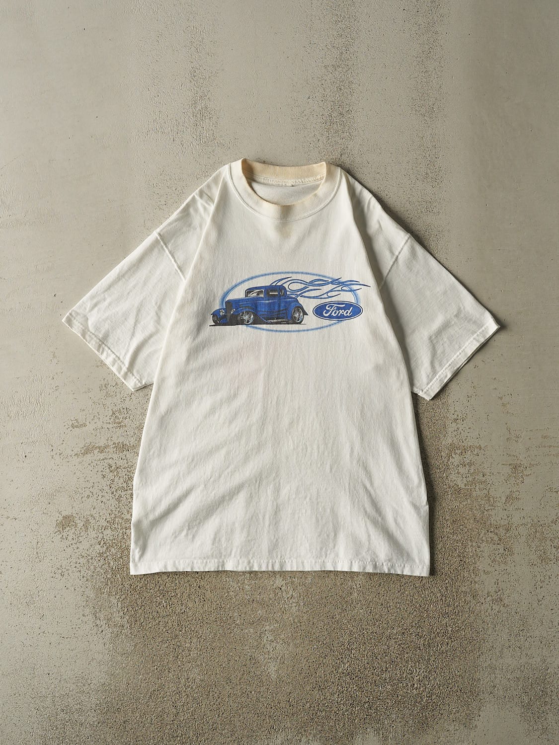 Vintage Y2K White Ford  Racing Tee (L/XL)