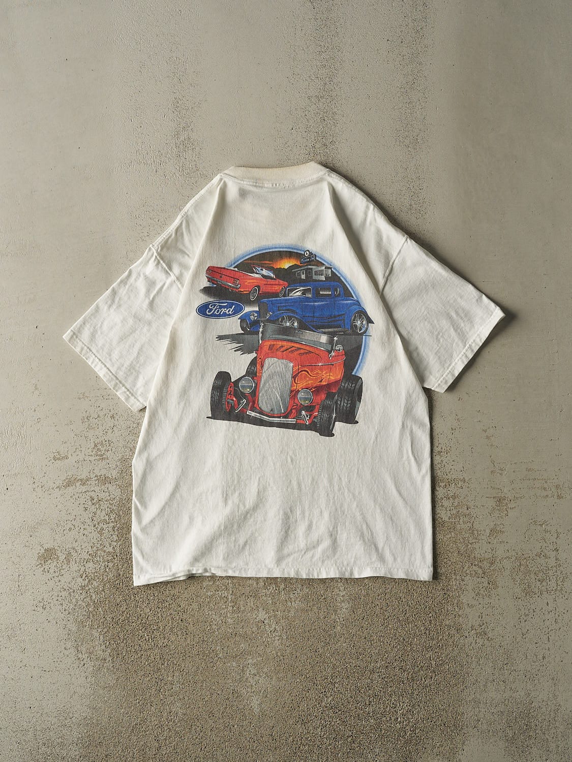 Vintage Y2K White Ford  Racing Tee (L/XL)