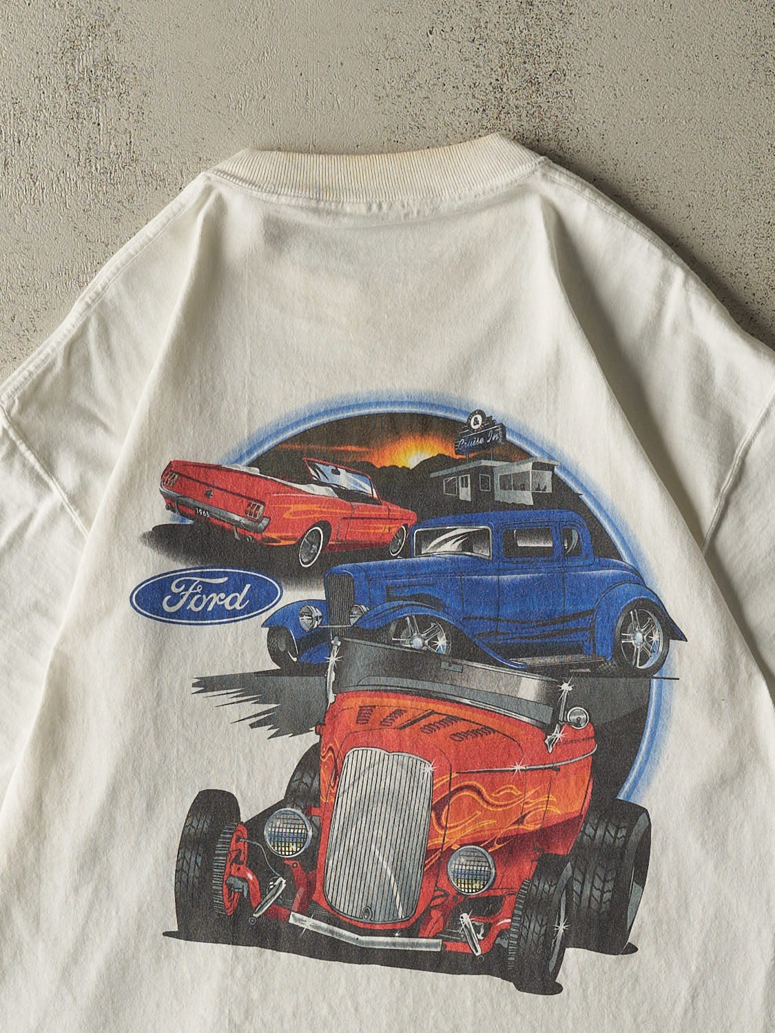 Vintage Y2K White Ford  Racing Tee (L/XL)