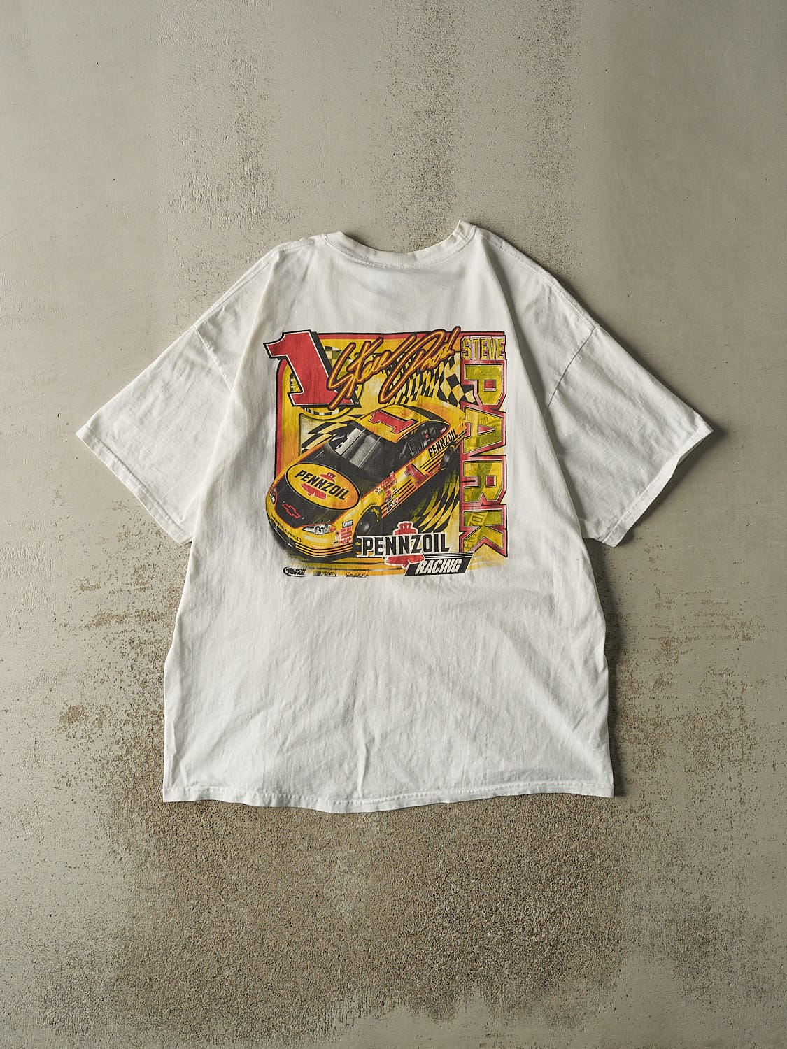 Vintage Y2K White Steve Park Nascar Tee (XXL)