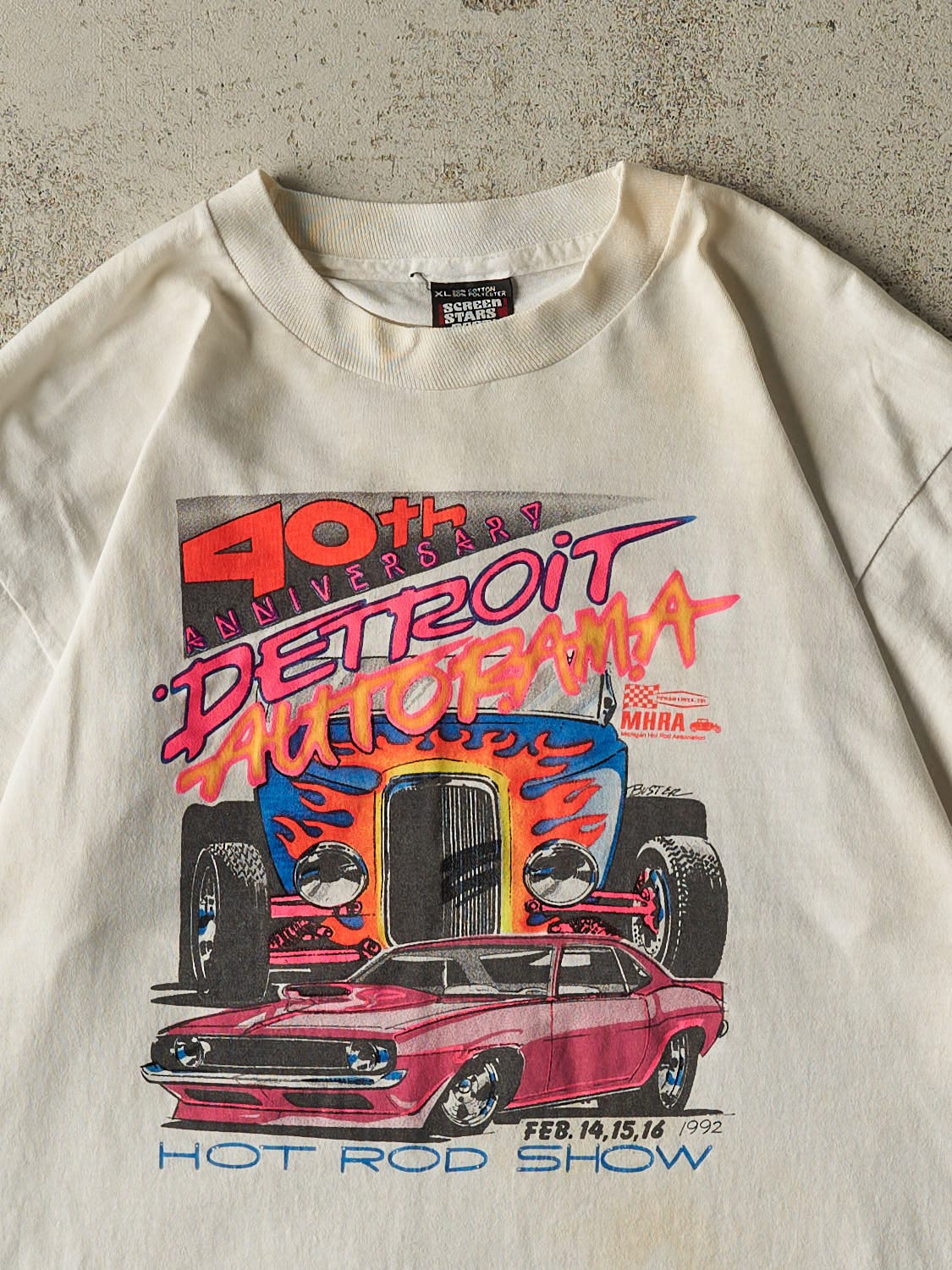 Vintage 92' White Detroit Hot Rod Show Single Stitch Tee (M)