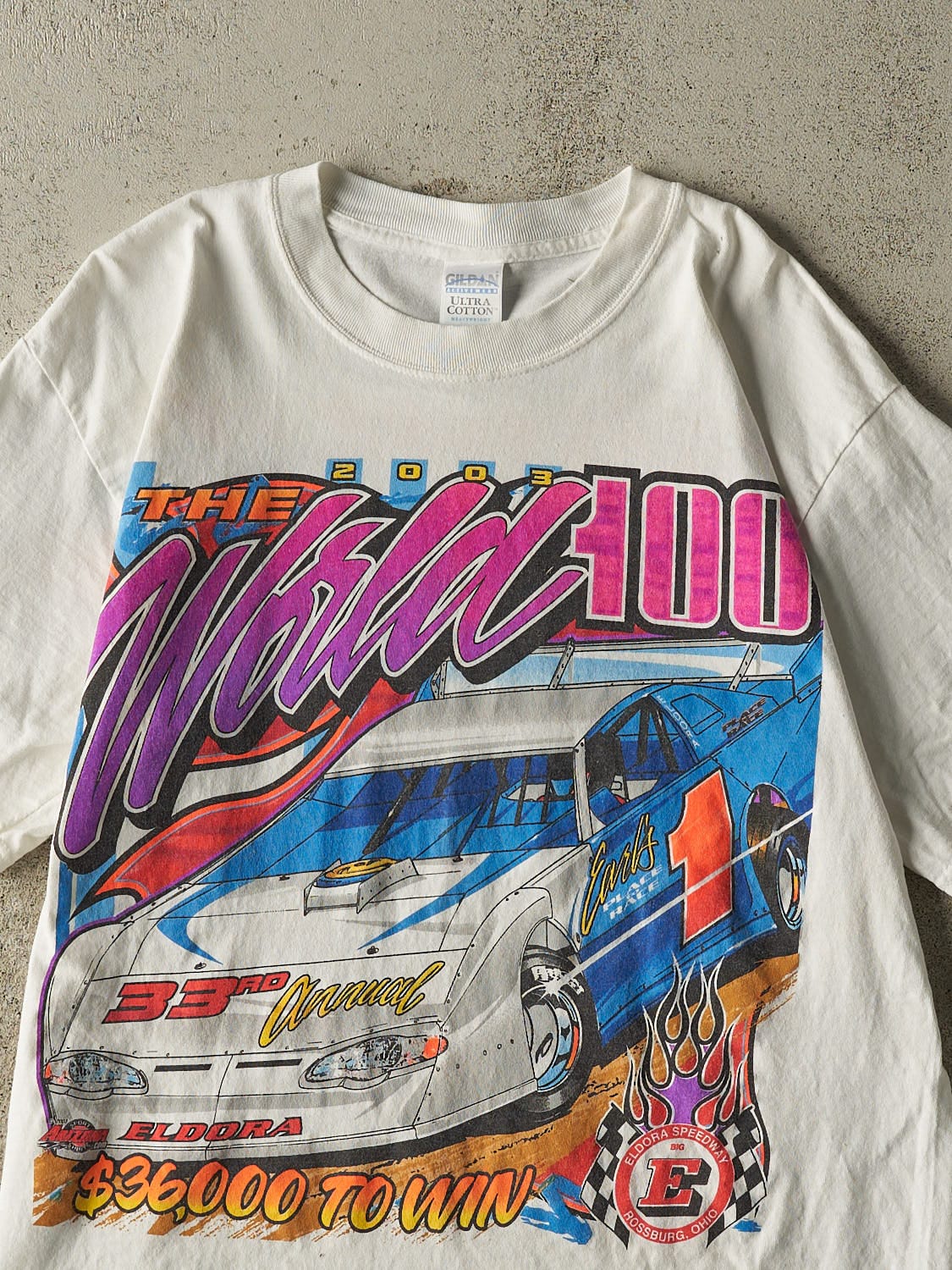 Vintage 03' White The World 100 Racing Tee (L/XL)