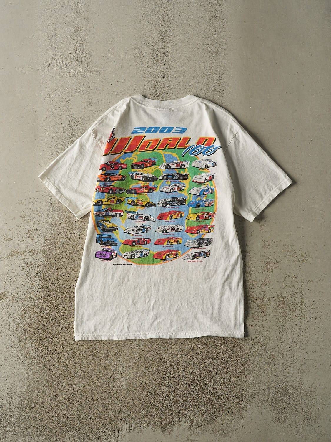 Vintage 03' White The World 100 Racing Tee (L/XL)