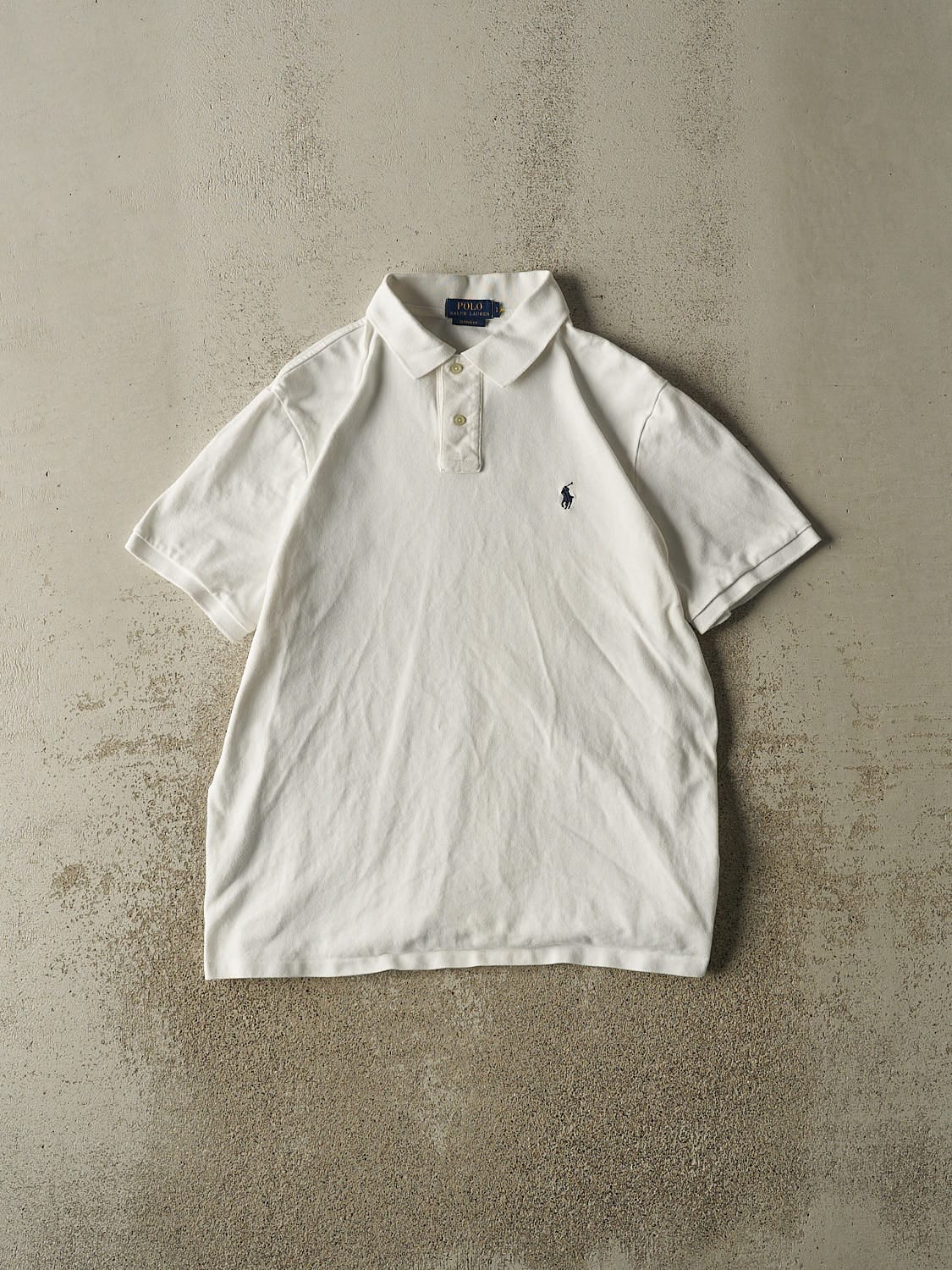 Vintage Y2K White Polo Quarter Button Tee (L)
