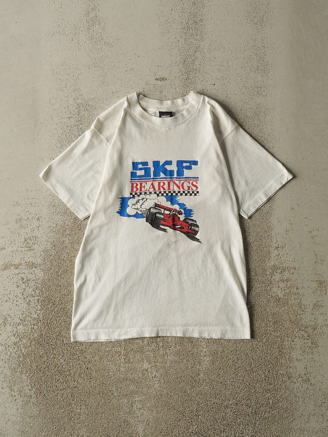 Vintage 80s White SKF Bearings Single Stitch Tee (XS/S)