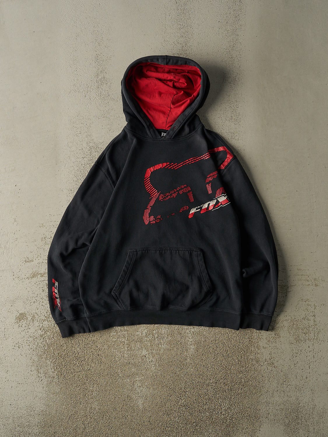 Vintage Y2K Faded Black Fox Racing Hoodie (M/L)