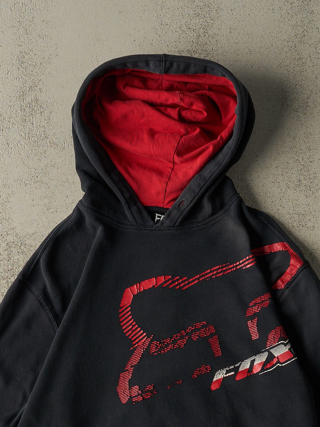 Vintage Y2K Faded Black Fox Racing Hoodie (M/L)