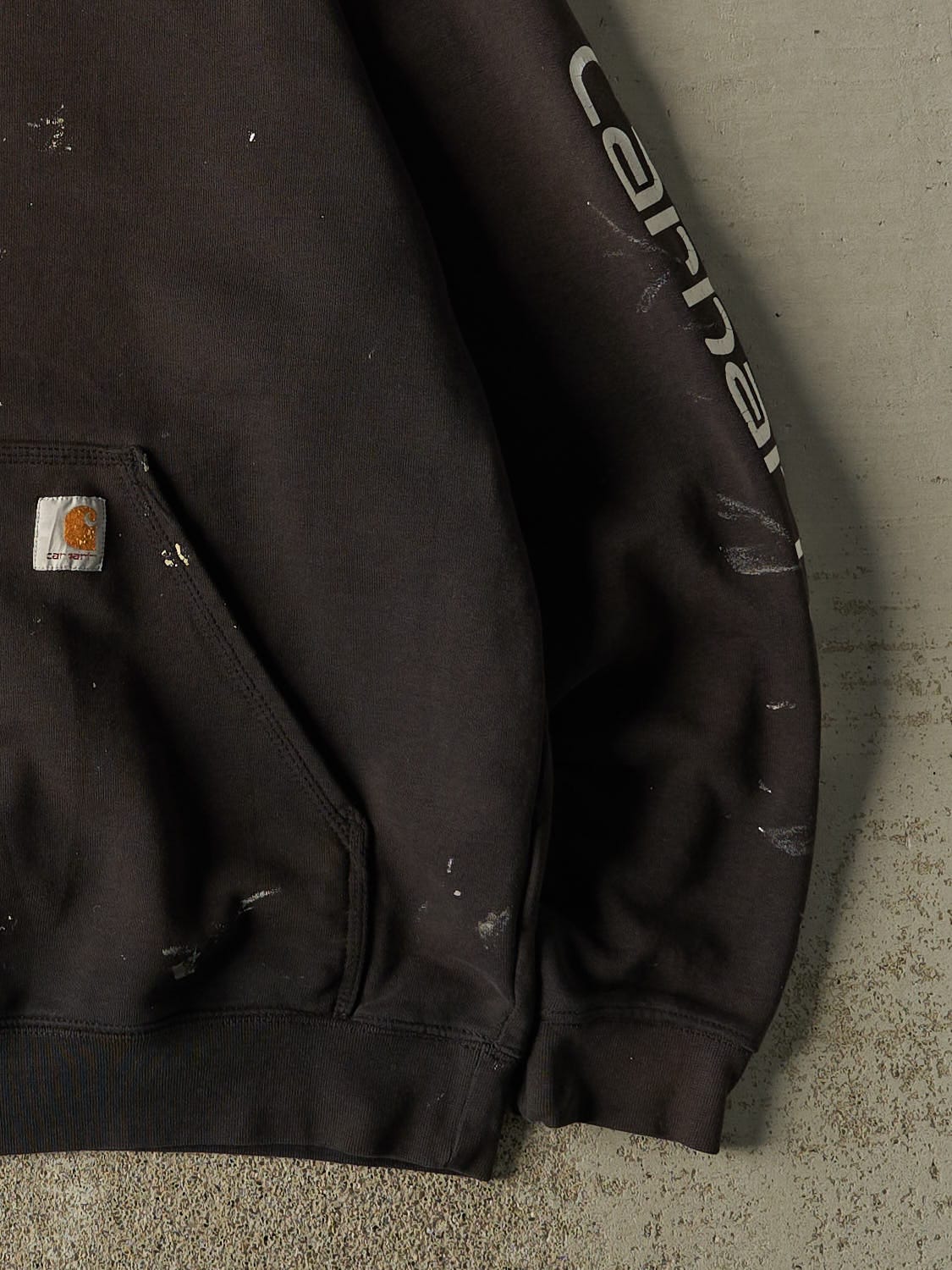 Vintage Y2K Faded Black Carhartt Hoodie (XL)