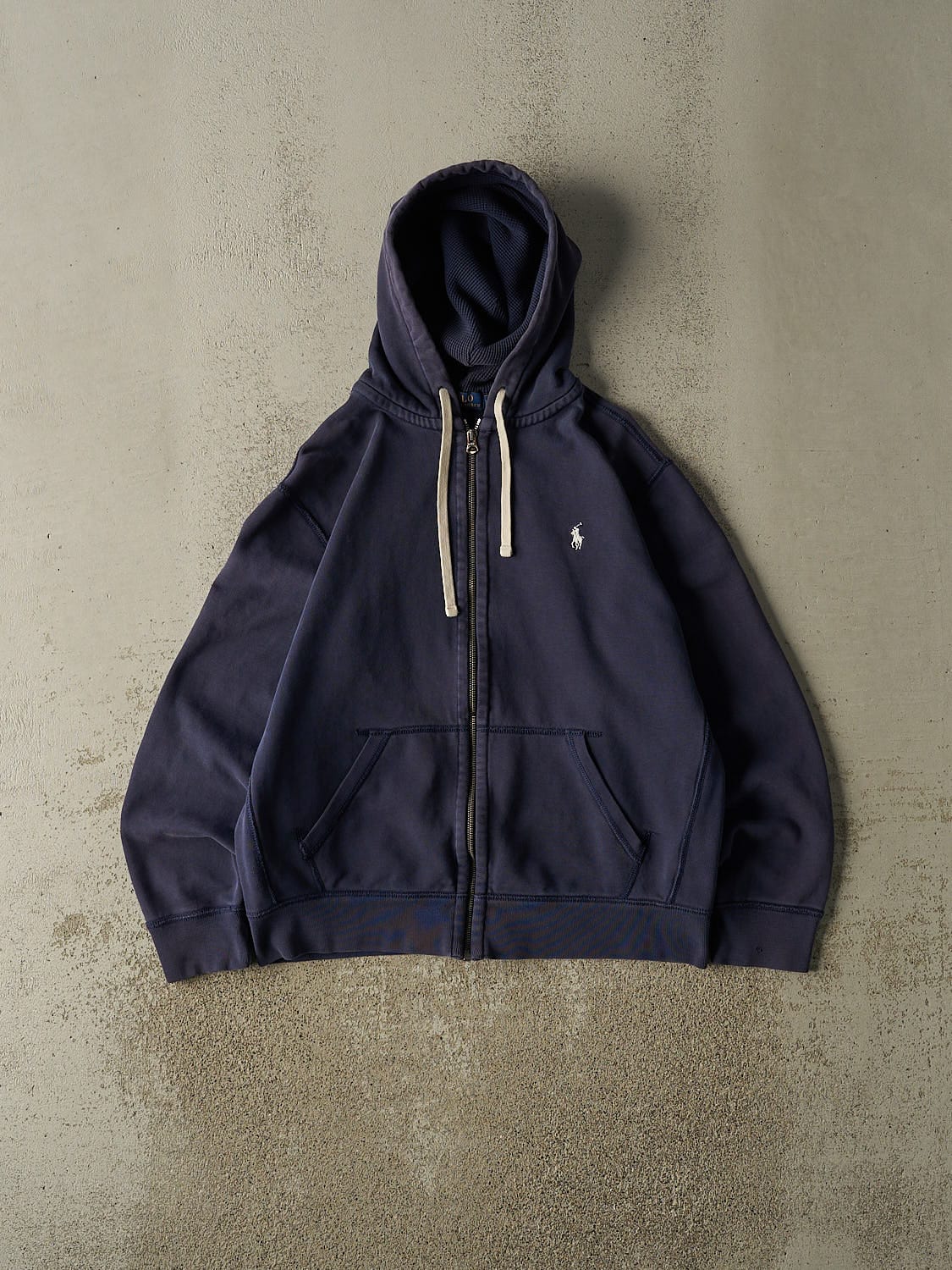 Vintage Y2K Navy Blue Polo Zip Up Hoodie (M/L)
