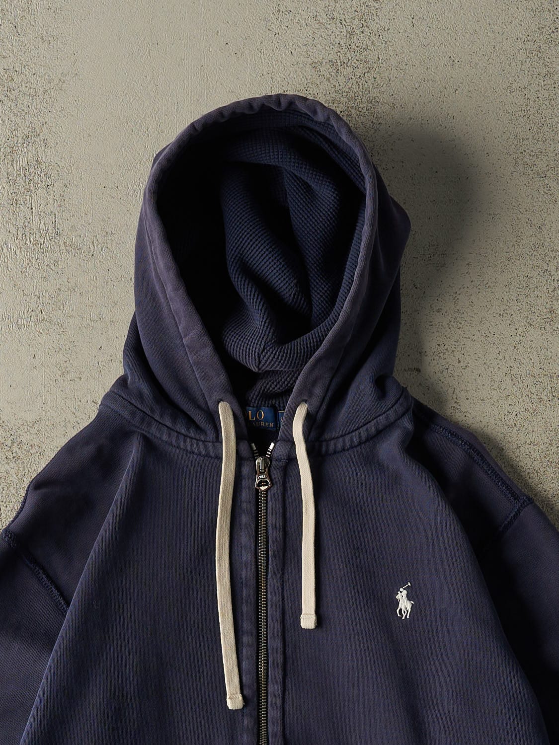 Vintage Y2K Navy Blue Polo Zip Up Hoodie (M/L)