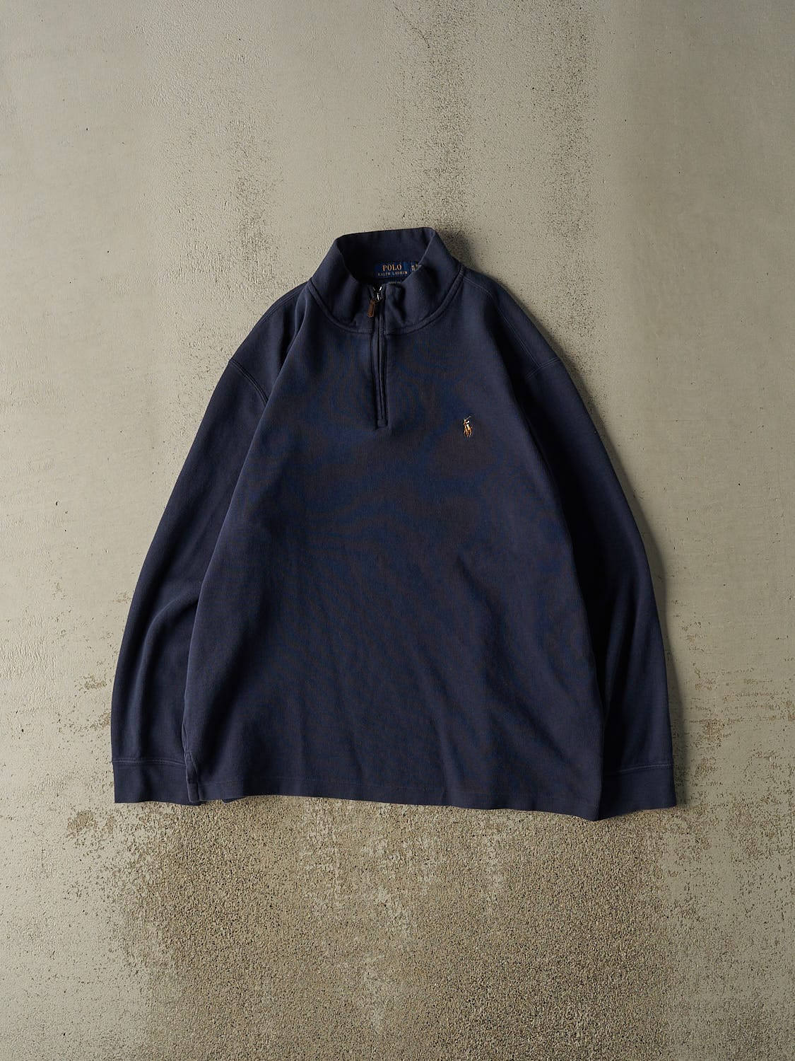 Vintage Y2K Navy Blue Polo Quarter Zip Knit Sweater (L/XL)